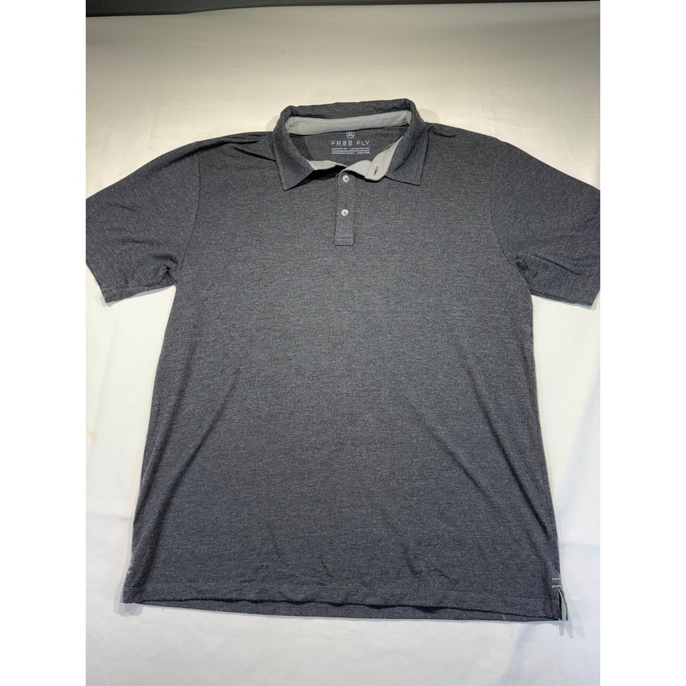 Free Fly Mens XL Charcoal Gray Performance Bamboo Short Sleeve Polo Shirt